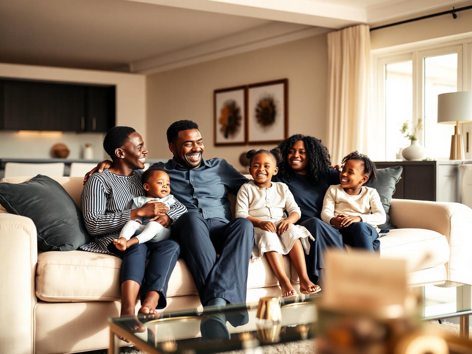 Joyful multi-generational family at home